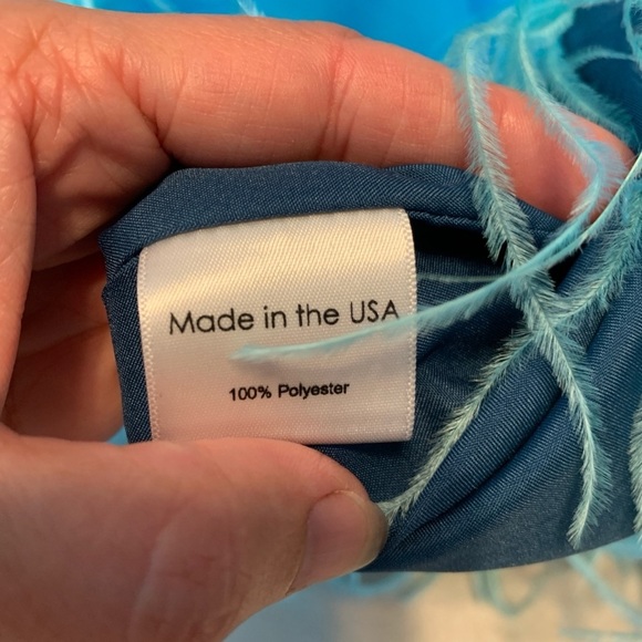 Camilyn Beth the Sheila strapless babydoll mini dress feather trim pool blue 16 - Picture 5 of 7